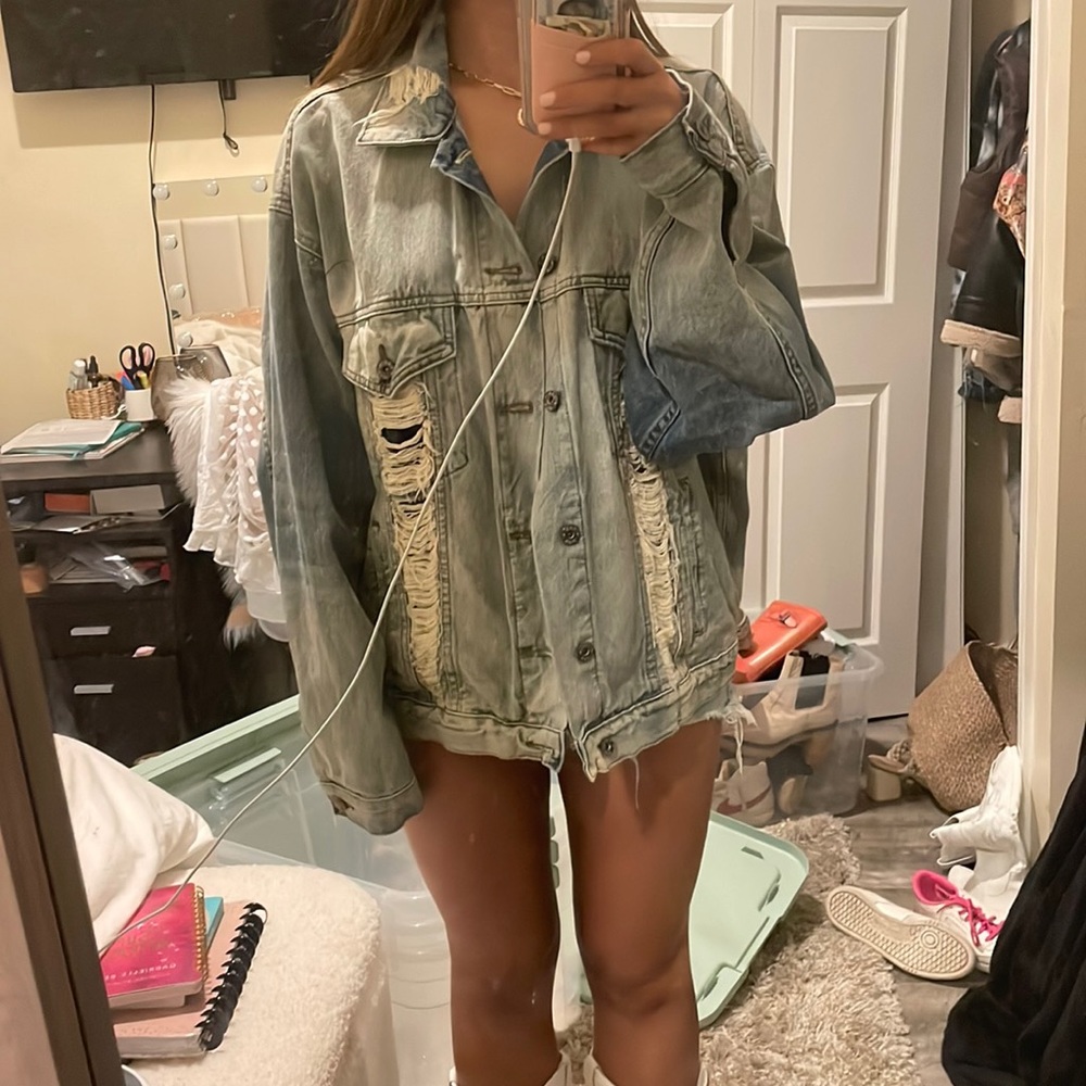 Car at denim jacket